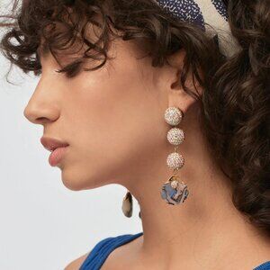 NWOT Lele Sadoughi Pacific Abalone Shellona Pave Linear Earrings